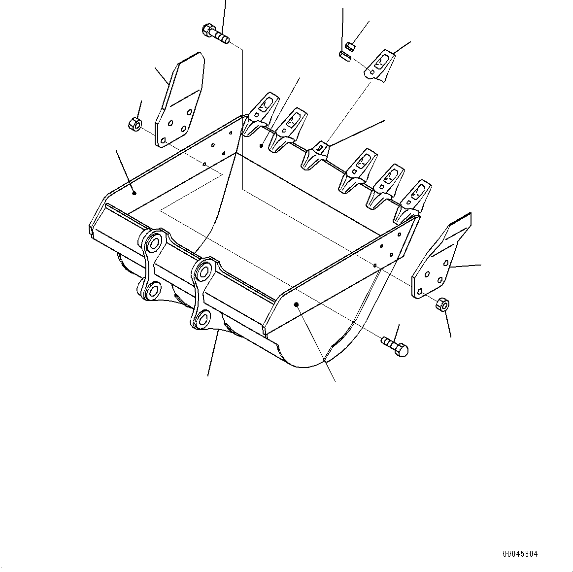 Komatsu parts book diagram for PC228USLC-8 S/N 50001-UP: BUCKET, 1.00M3, 1330MM WIDTH, VERTICAL PIN TYPE, SIDE CUTTER