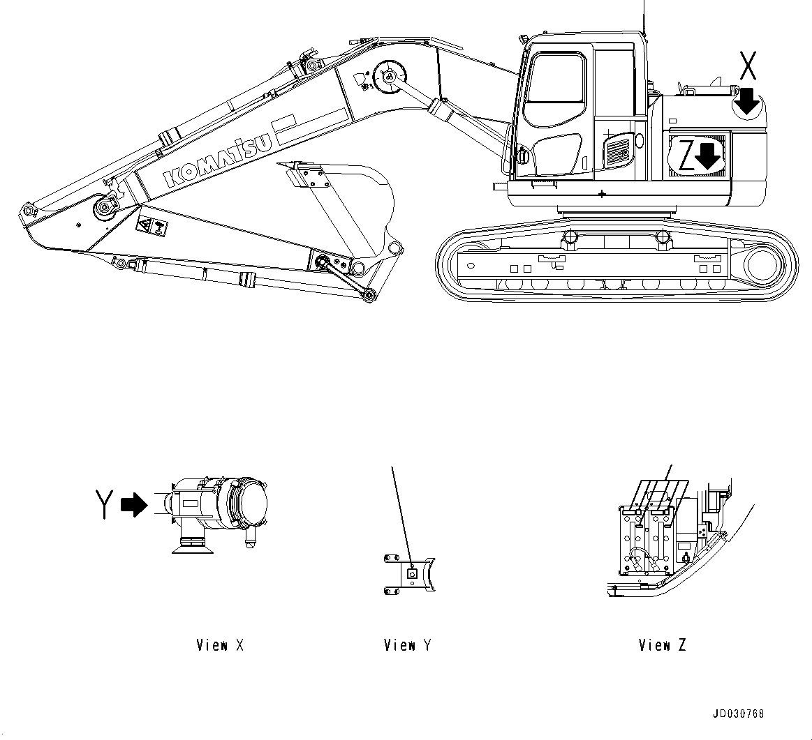 Excavators Komatsu / PC228USLC-8 S/N 50001-UP(0000411U) / Caution Plates, Disconnect Switch, For EU(U006001 : U0201-003001)