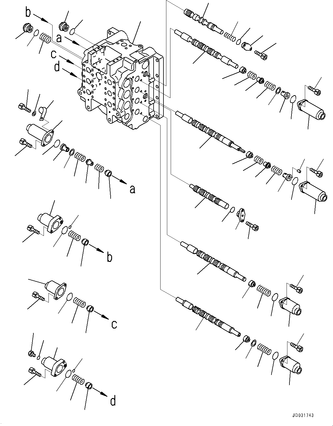 Excavators Komatsu / PC600-8E0 S/N 65001-UP(0000416c) / Control Valve, 9-Spool (5/8) (#65001-)(H007005 : H0120-004005)