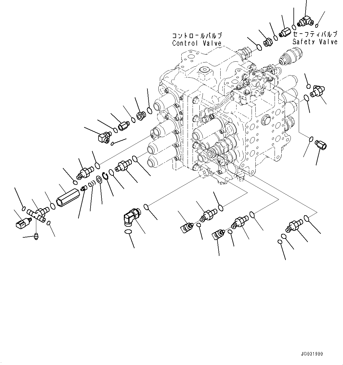 Excavators Komatsu / PC600-8E0 S/N 65001-UP(0000416c) / Control Valve, Connecting Parts (1/2) (#65001-)(H008010 : H0120-005010)