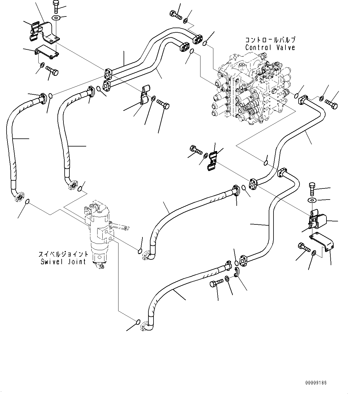 Excavators Komatsu / PC600-8E0 S/N 65001-UP(0000416c) / Travel Piping (#65001-)(H038001 : H1310-001001)