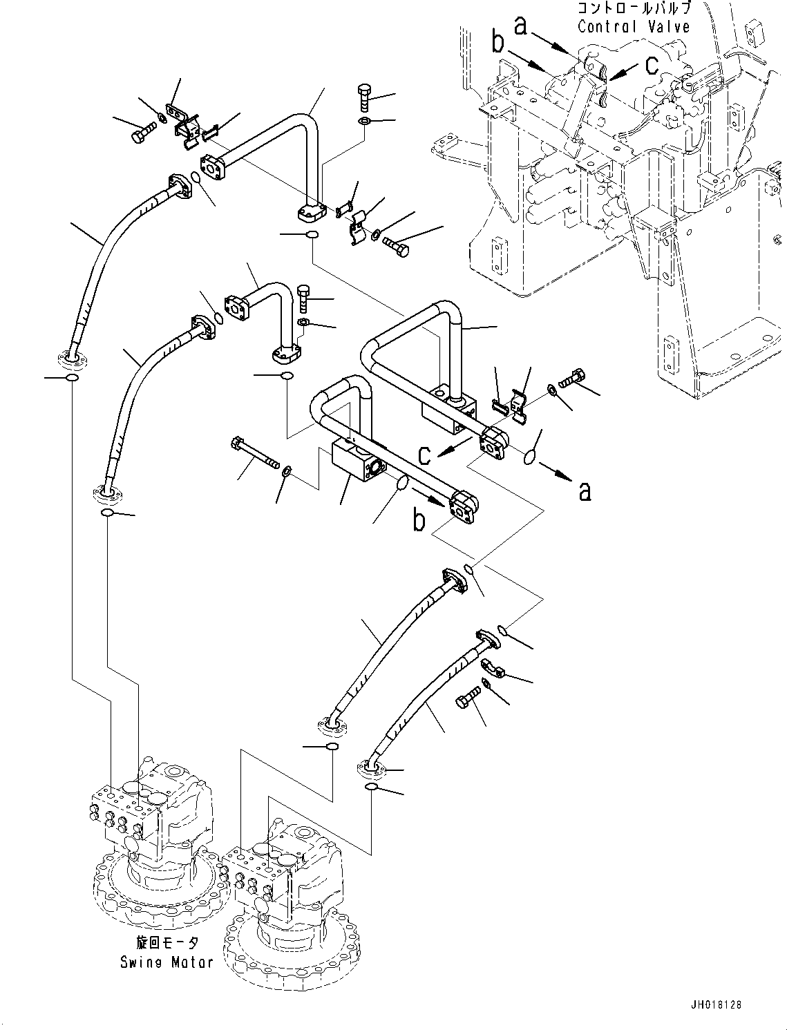 Excavators Komatsu / PC600-8E0 S/N 65001-UP(0000416c) / Swing Piping (#65001-)(H040001 : H1340-002001)