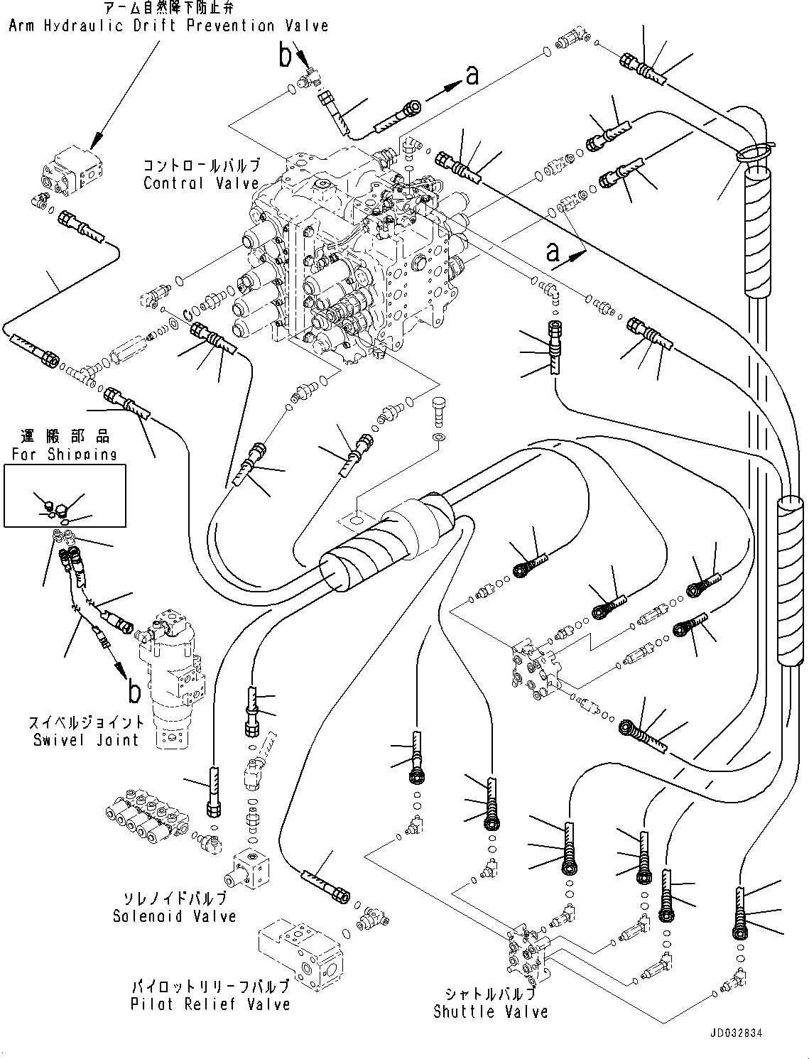 Excavators Komatsu / PC600-8E0 S/N 65001-UP(0000416c) / Proportional Pressure Control (PPC) Main Piping, Hose (1/2) (#65001-)(H050001 : H1840-004001)