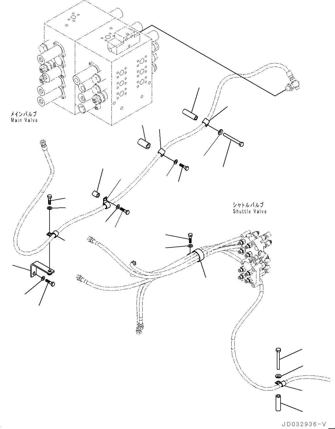 Excavators Komatsu / PC600-8E0 S/N 65001-UP(0000416c) / Proportional Pressure Control (PPC) Main Piping, Clamp (#65001-65012)(H050002 : H1840-004002)