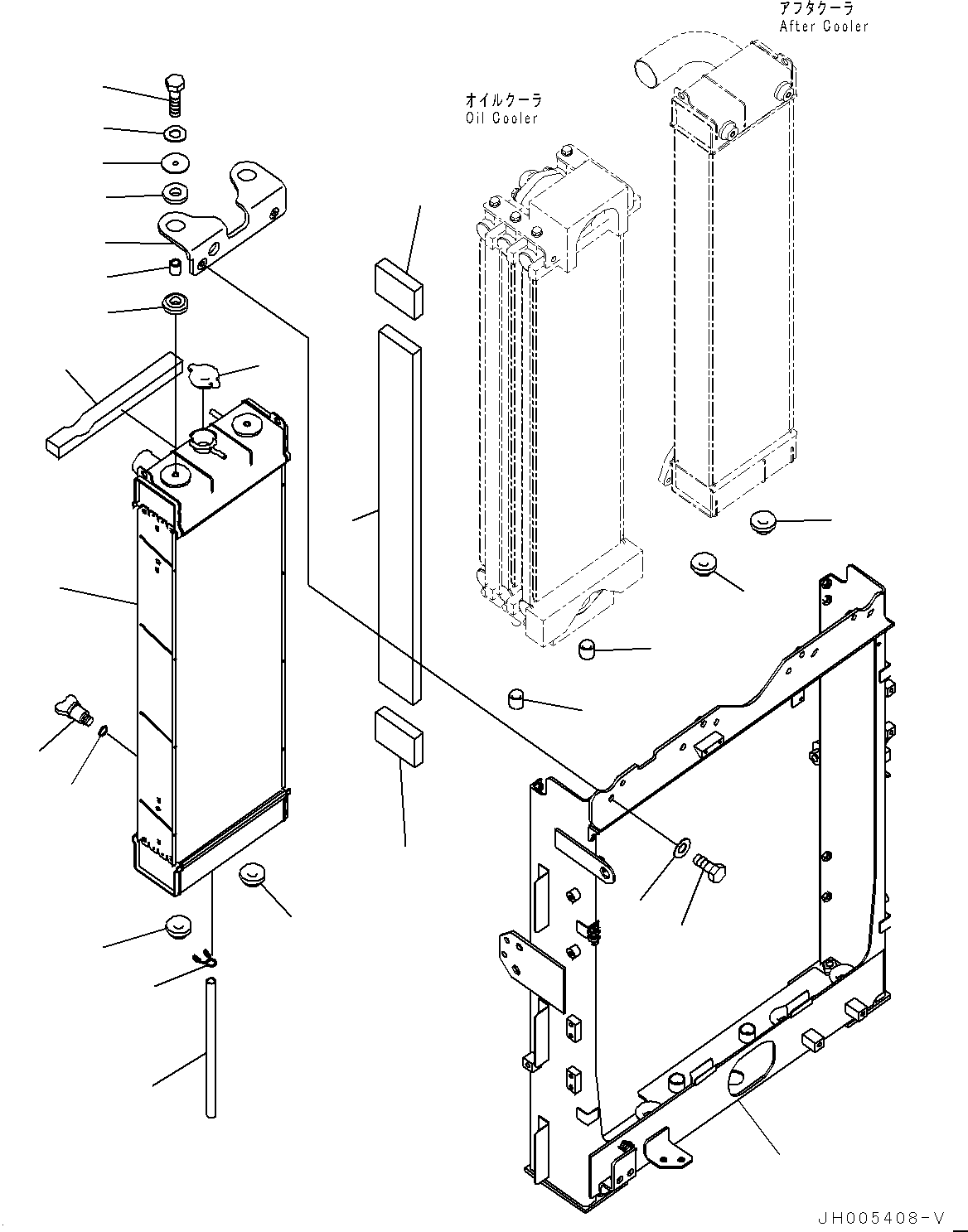 Excavators Komatsu / PC200LC-8E0 S/N 1118-UP (Hybrid Spec.)(0000418C) / Cooling System, Radiator (#1741-)(C001002 : C0100-001001A)