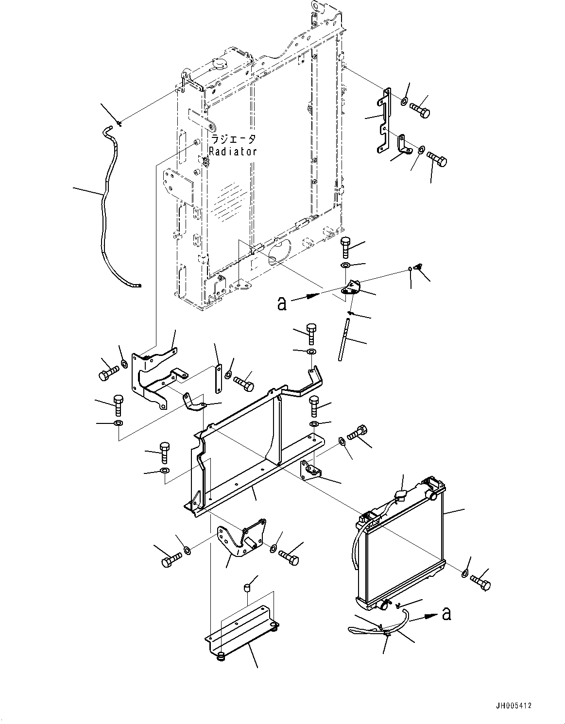 Excavators Komatsu / PC200LC-8E0 S/N 1118-UP (Hybrid Spec.)(0000418C) / Cooling System, Sub-tank and Hybrid Radiator (#1741-)(C001009 : C0100-001005A)
