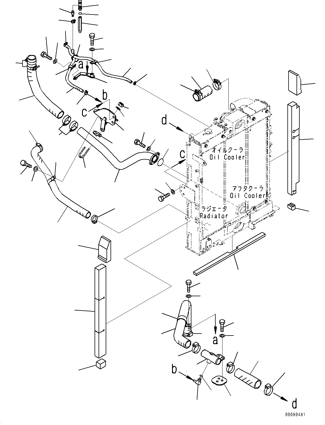 Excavators Komatsu / PC200LC-8E0 S/N 1118-UP (Hybrid Spec.)(0000418C) / Cooling System, Aftercooler and Radiator Piping (#1118-)(C001011 : C0100-001007)