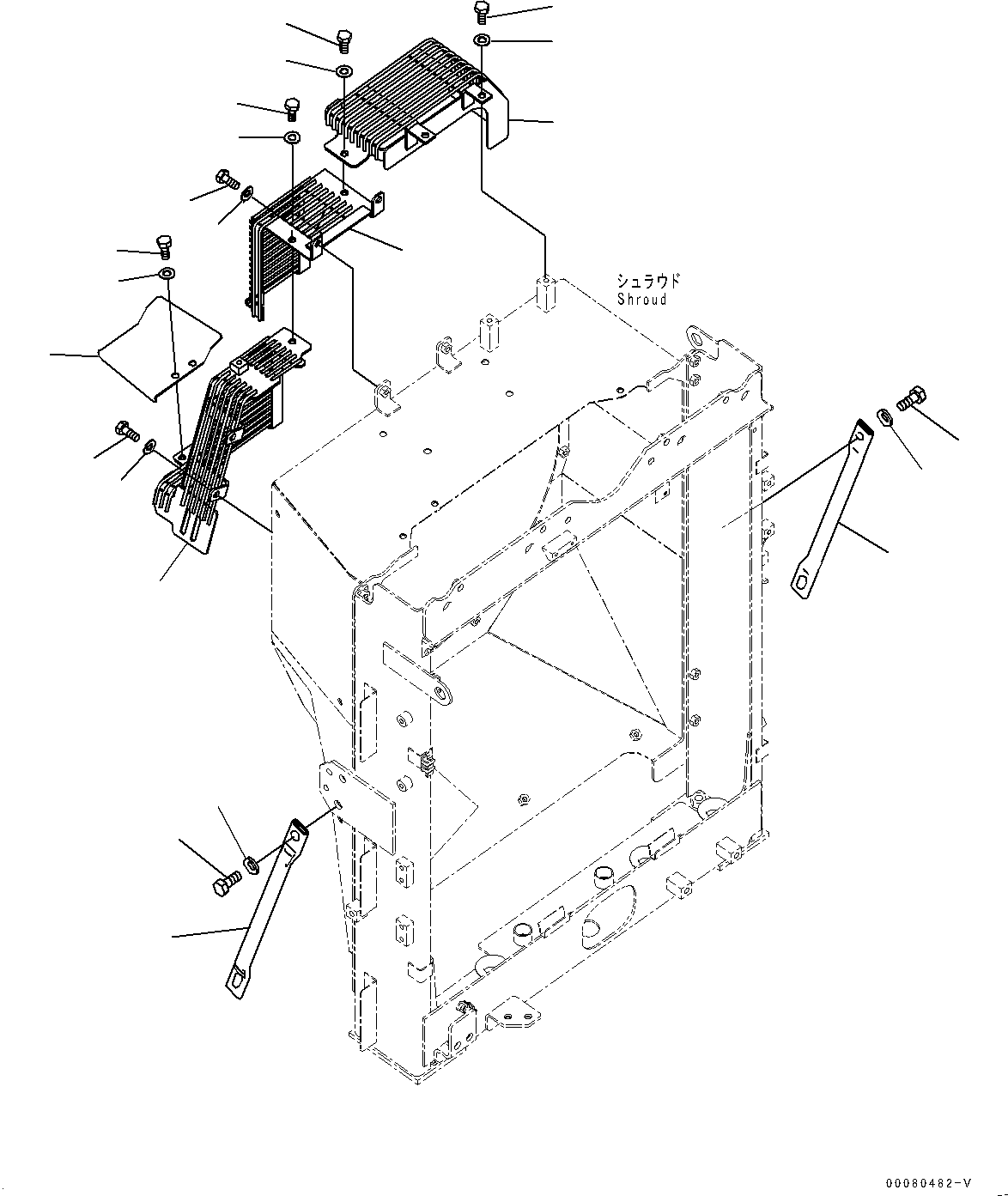 Excavators Komatsu / PC200LC-8E0 S/N 1118-UP (Hybrid Spec.)(0000418C) / Cooling System, Radiator Mounting and Fan Guard (#1118-)(C001012 : C0100-001008)
