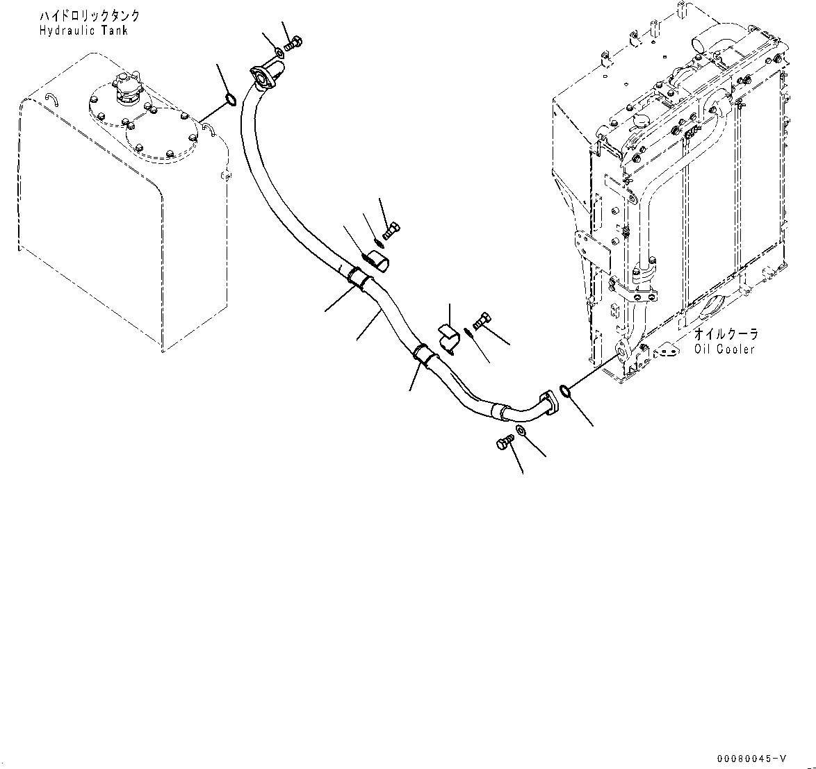 Komatsu parts book diagram for PC200LC-8E0 S/N 1118-UP (Hybrid Spec.): OIL COOLER PIPING (#1118-)