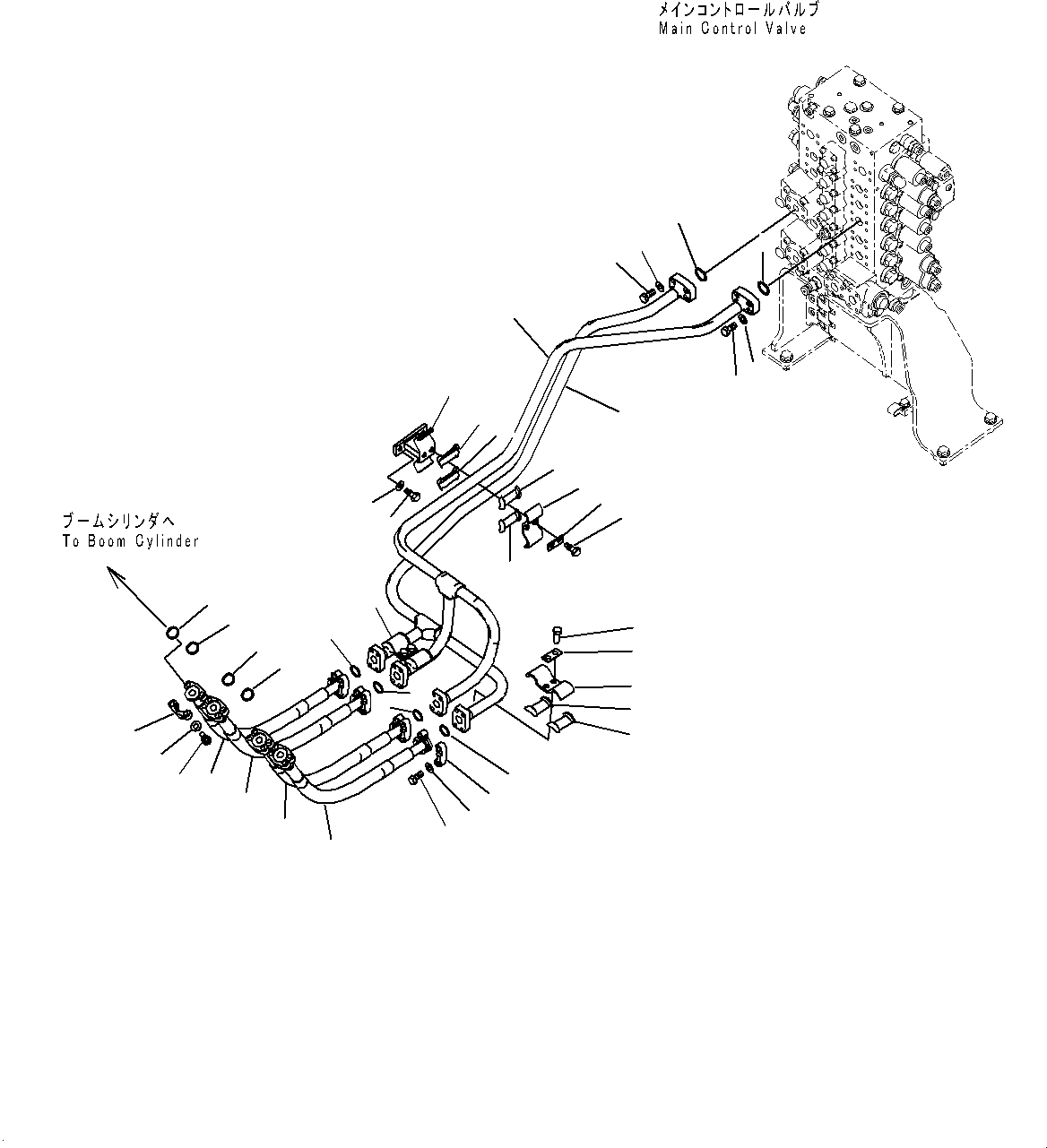 Komatsu parts book diagram for PC200LC-8E0 S/N 1118-UP (Hybrid Spec.): BOOM PIPING (#1118-)