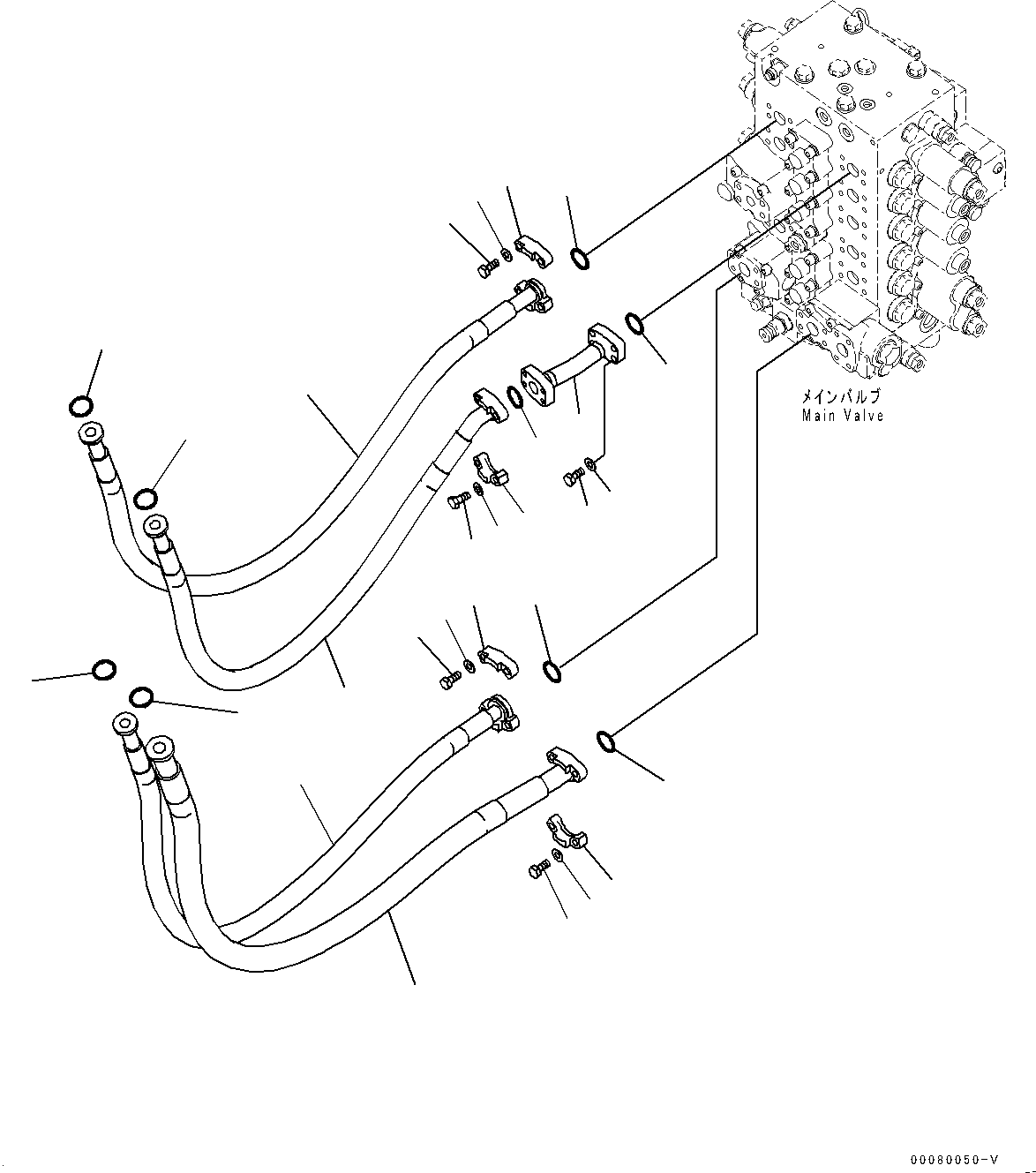 Komatsu parts book diagram for PC200LC-8E0 S/N 1118-UP (Hybrid Spec.): ARM AND BUCKET PIPING (#1118-)