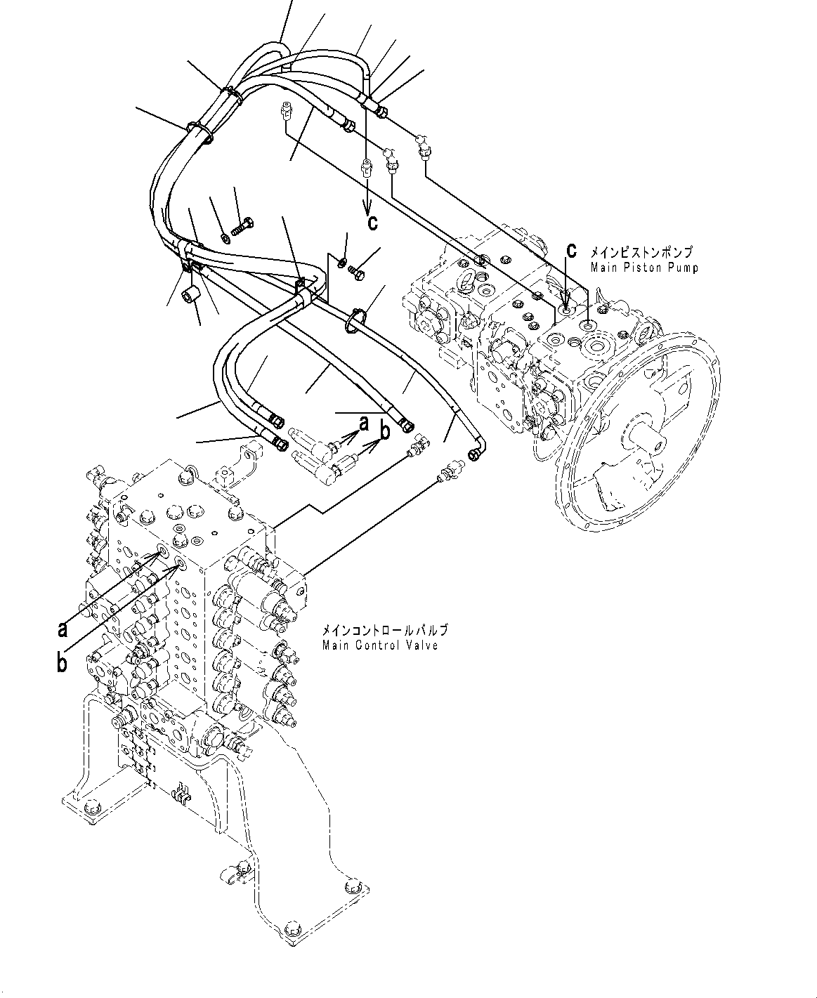 Komatsu parts book diagram for PC200LC-8E0 S/N 1118-UP (Hybrid Spec.): LS PIPING (#1118-)