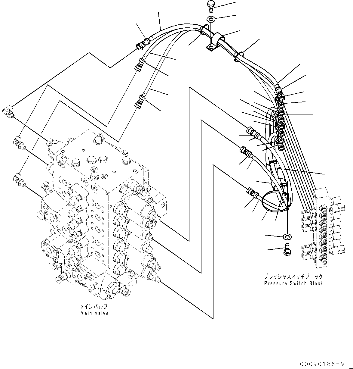 Komatsu parts book diagram for PC200LC-8E0 S/N 1118-UP (Hybrid Spec.): PROPORTIONAL PRESSURE CONTROL (PPC) VALVE PIPING (#1118-)