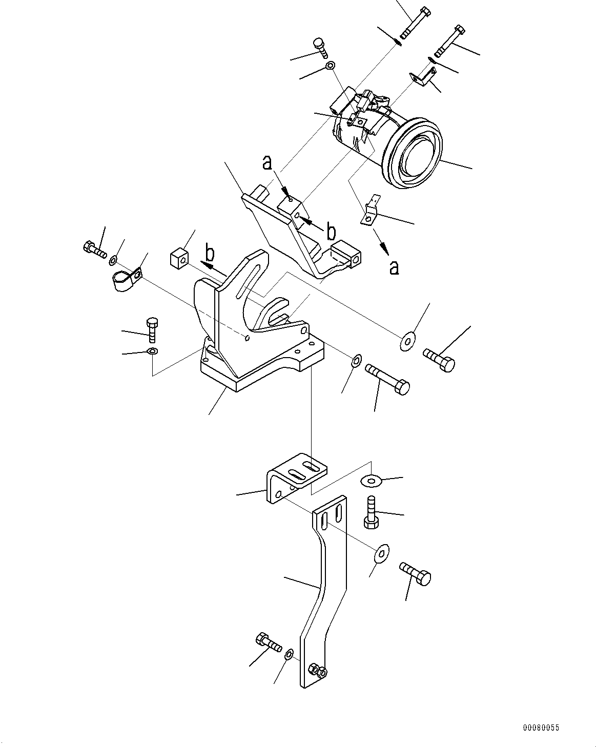Komatsu parts book diagram for PC200LC-8E0 S/N 1118-UP (Hybrid Spec.): AIR CONDITIONER, COMPRESSOR (#1118-)