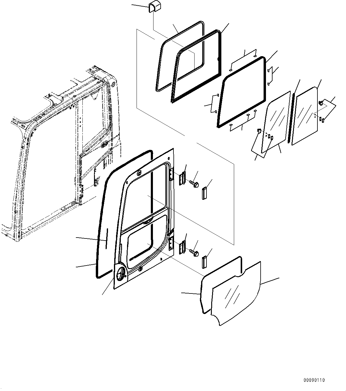 Komatsu parts book diagram for PC200LC-8E0 S/N 1118-UP (Hybrid Spec.): CAB, DOOR (#1118-)