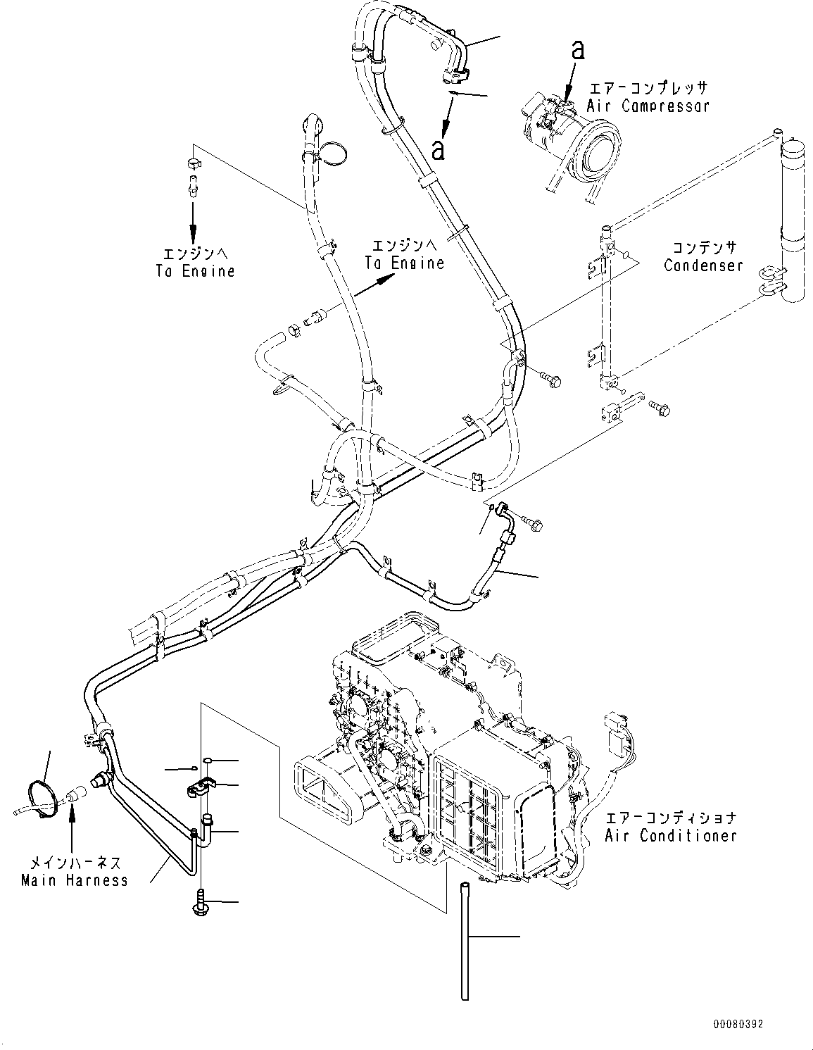 Komatsu parts book diagram for PC200LC-8E0 S/N 1118-UP (Hybrid Spec.): CAB, FLOOR, AIR CONDITIONER PIPING (#1118-)