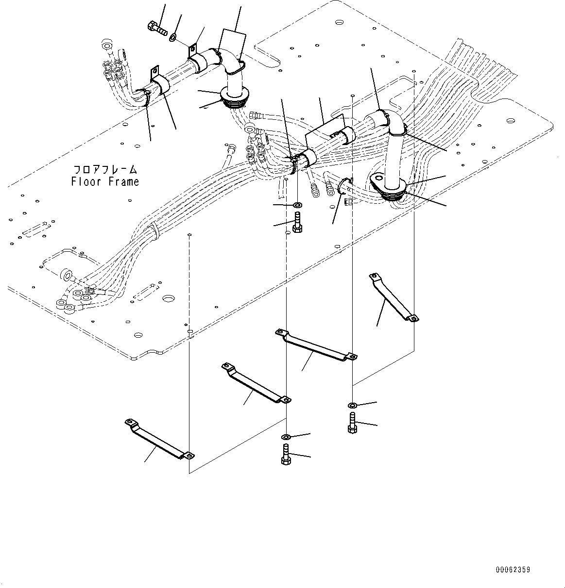 Komatsu parts book diagram for PC200LC-8E0 S/N 1118-UP (Hybrid Spec.): CAB, FLOOR PIPING (#1118-)