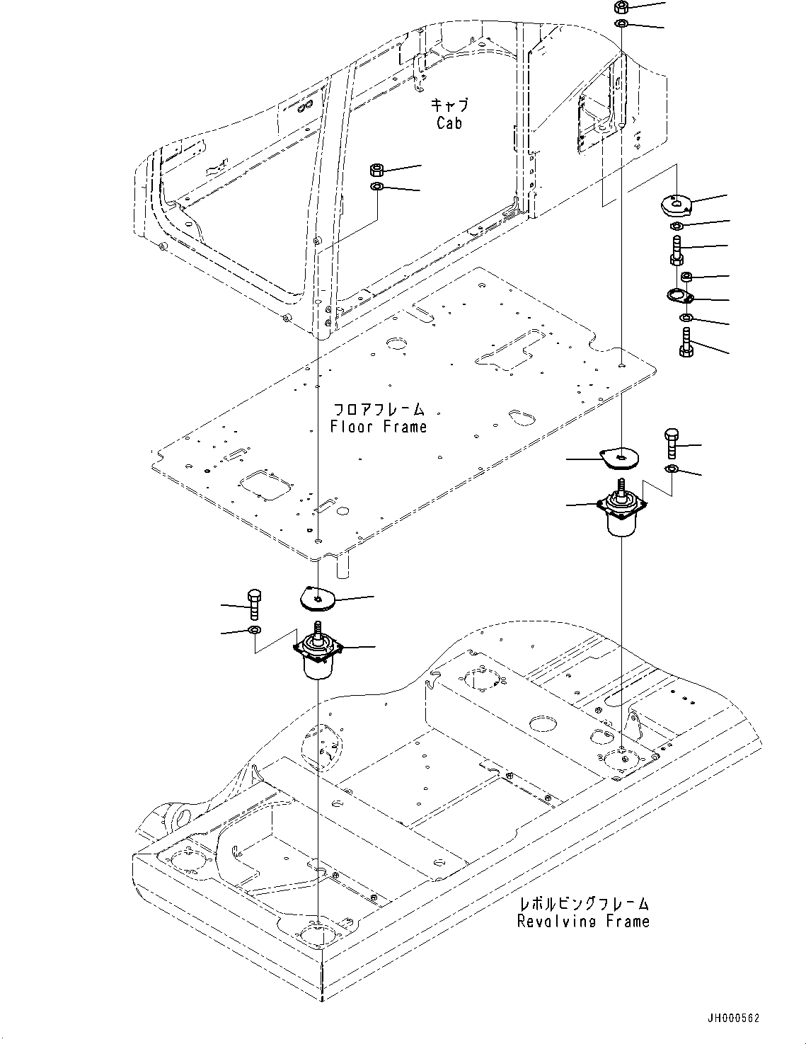 Komatsu parts book diagram for PC200LC-8E0 S/N 1118-UP (Hybrid Spec.): FLOOR MOUNTING (#1118-)
