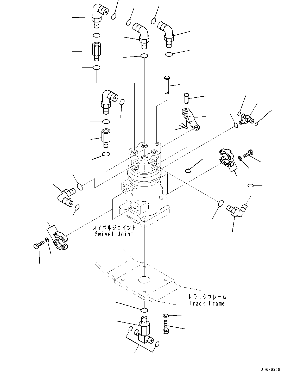 Excavators Komatsu / PC200LC-8E0 S/N 1118-UP (Hybrid Spec.)(0000418C) / Swivel Joint, Connecting Parts (#1118-)(N003002 : N1310-001002)