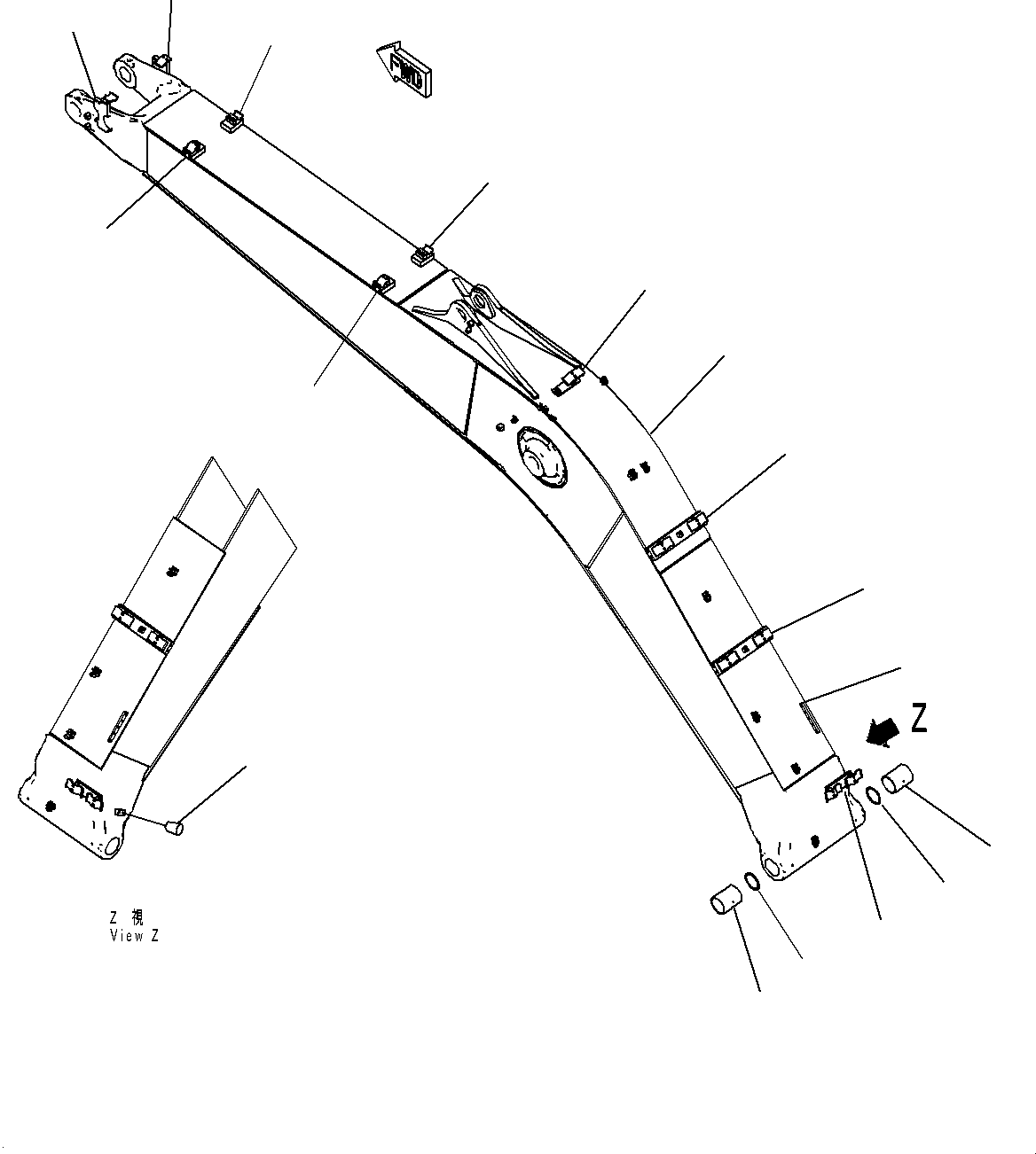 Komatsu parts book diagram for PC200LC-8E0 S/N 1118-UP (Hybrid Spec.): BOOM, BOOM (#1118-)