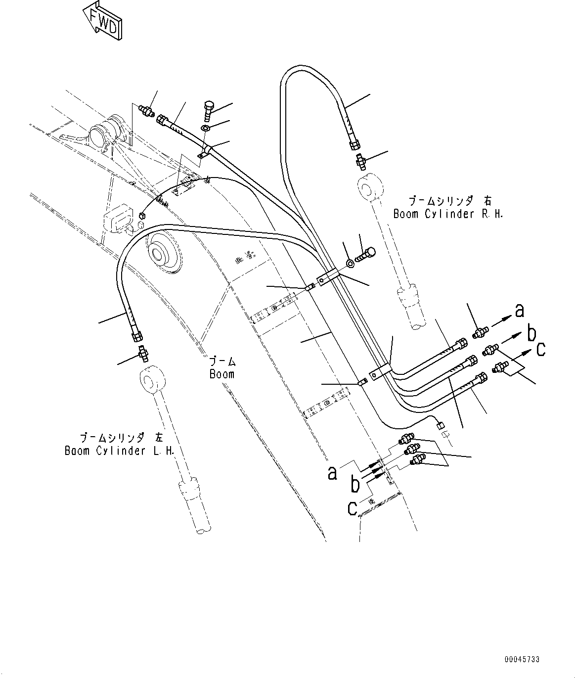 Komatsu parts book diagram for PC200LC-8E0 S/N 1118-UP (Hybrid Spec.): BOOM, LUBRICATION PIPING (#1118-)