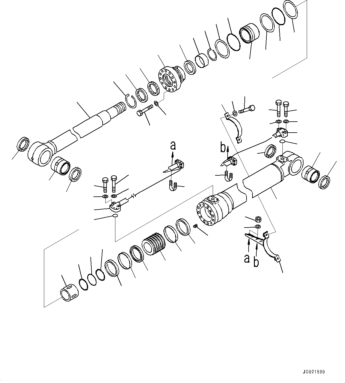 Komatsu parts book diagram for PC200LC-8E0 S/N 1118-UP (Hybrid Spec.): BOOM CYLINDER, INNER PARTS, BOOM CYLINDER, L.H. (#1118-)