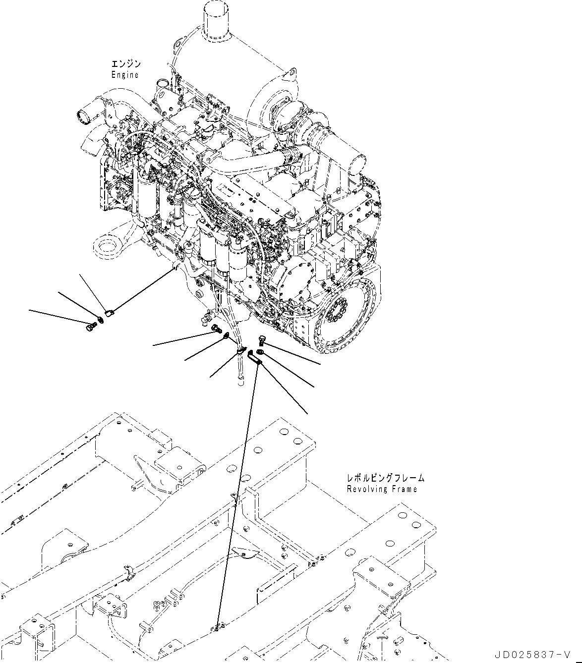 Excavators Komatsu / PC1250-8R S/N 35201-UP(0000430c) / Exhaust Pipe, Bracket and Clip (#35262-)(B007008 : B0300-006006)