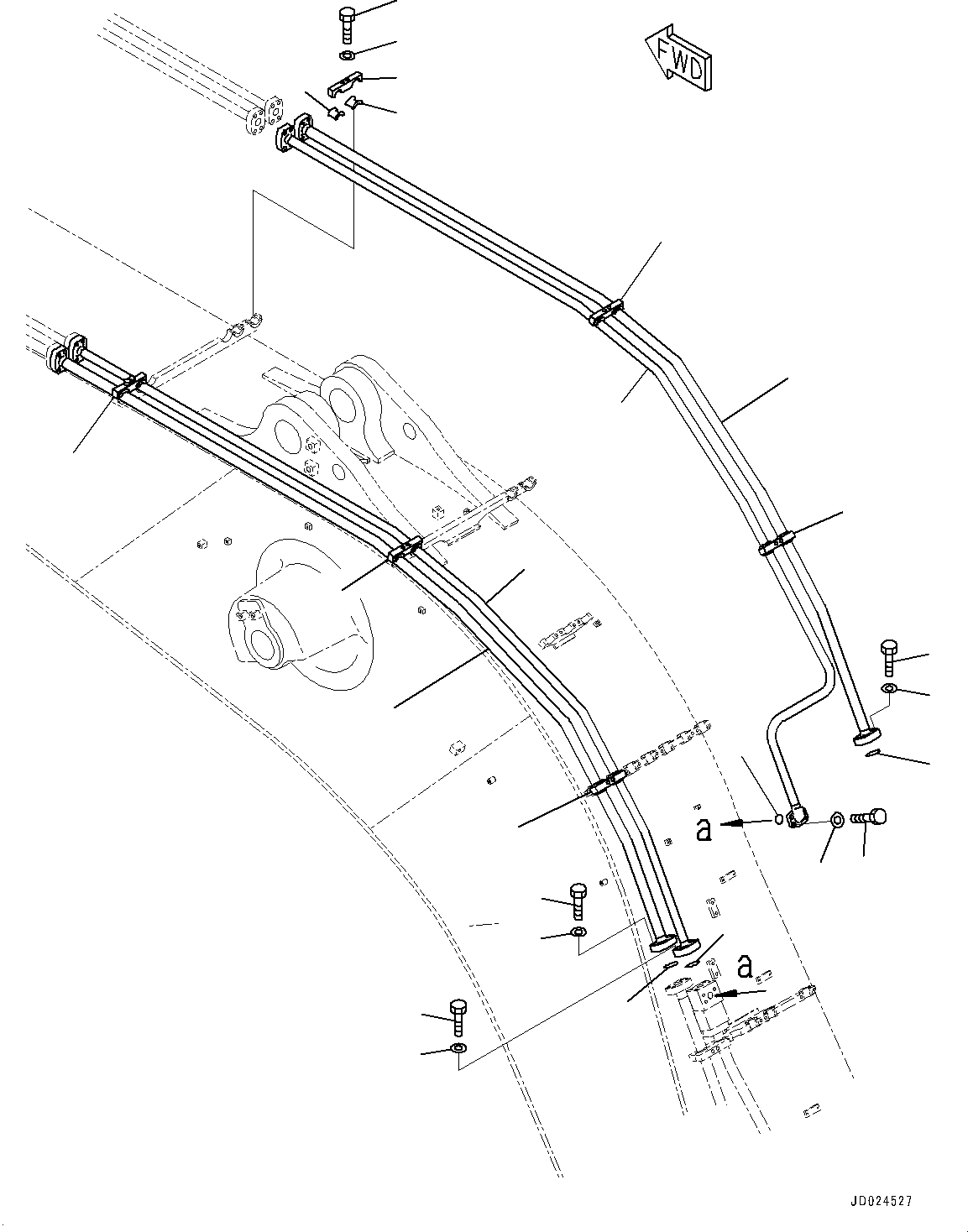 Excavators Komatsu / PC1250-8R S/N 35201-UP(0000430c) / Boom, Bucket Cylinder Piping, Center (#35201-)(T002007 : T1110-004007)