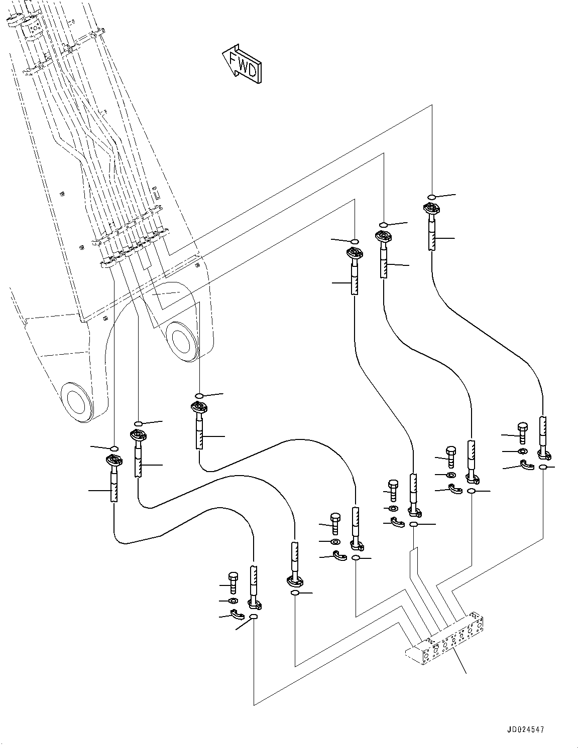 Excavators Komatsu / PC1250-8R S/N 35201-UP(0000430c) / Boom, Hose (#35201-)(T002009 : T1110-004009)