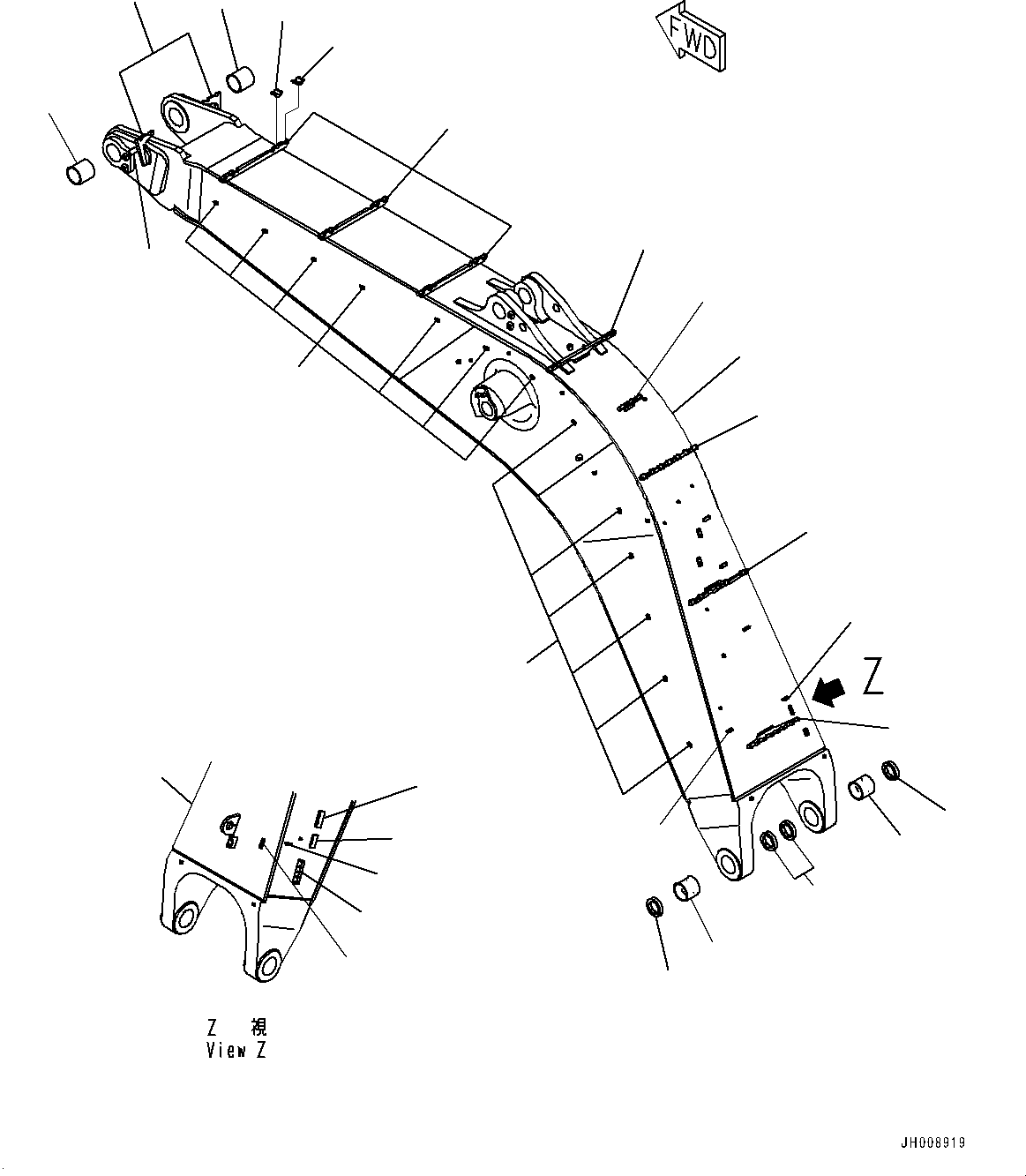 Excavators Komatsu / PC1250-8R S/N 35201-UP(0000430c) / Boom, Boom and Bushing (#35201-)(T002001 : T1110-004001)