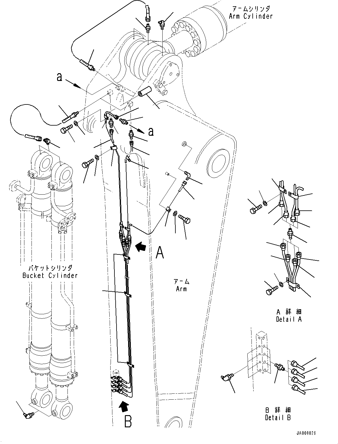 Excavators Komatsu / PC1250-8R S/N 35201-UP(0000430c) / Arm, Lubrication Piping (#35332-35649)(T018004 : T1210-001002A)