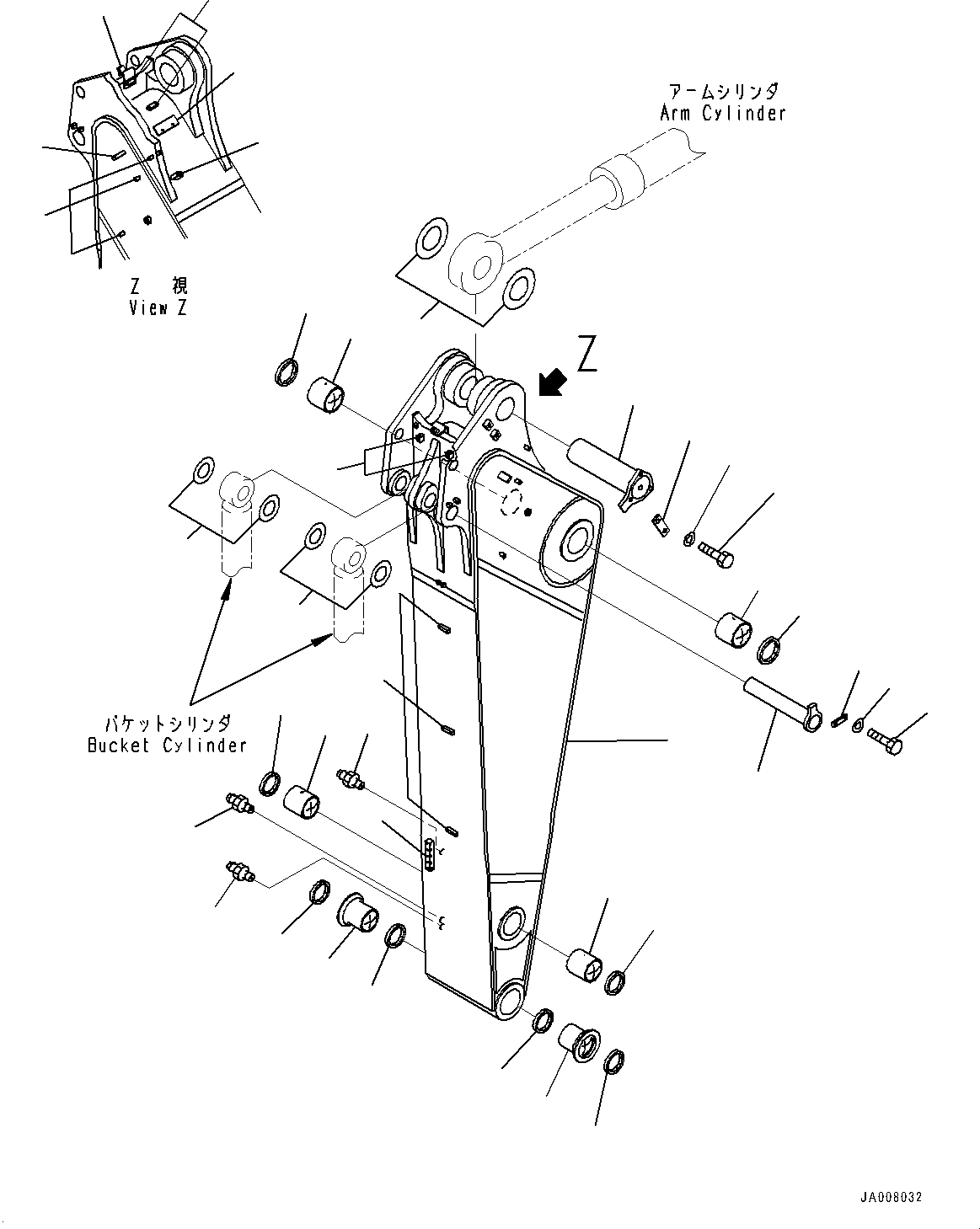 Excavators Komatsu / PC1250-8R S/N 35201-UP(0000430c) / Arm, Arm and Pin (#35332-35649)(T023002 : T1210-009001A)