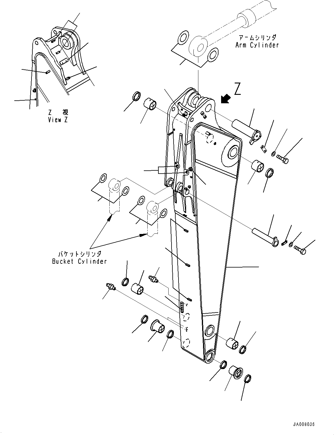Excavators Komatsu / PC1250-8R S/N 35201-UP(0000430c) / Arm, Arm and Pin (#35332-35649)(T025002 : T1210-012001A)