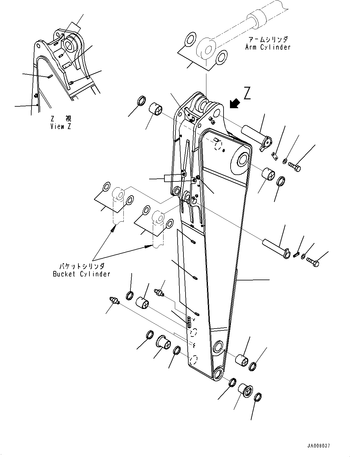 Excavators Komatsu / PC1250-8R S/N 35201-UP(0000430c) / Arm, Arm and Pin (#35332-35649)(T026002 : T1210-013001A)