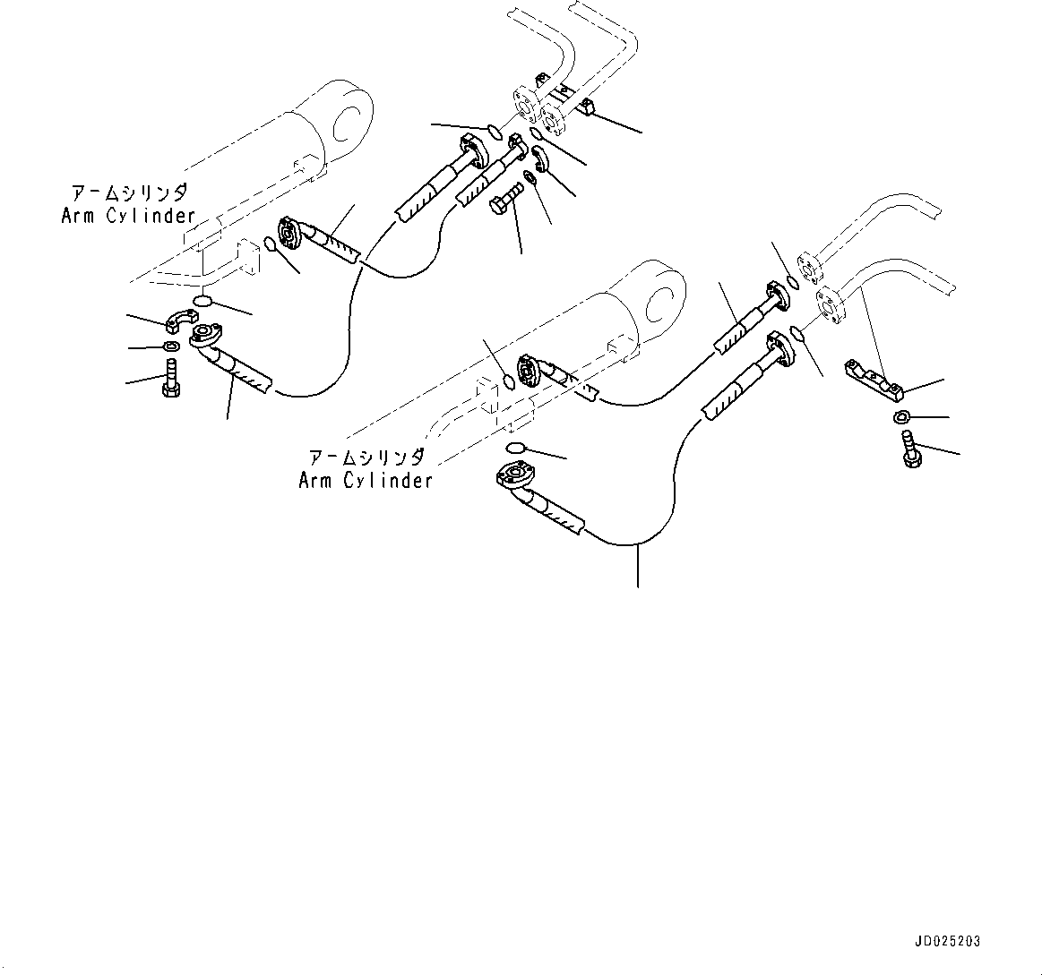 Excavators Komatsu / PC1250-8R S/N 35201-UP(0000430c) / Loading Shovel, Boom and Arm, Arm Cylinder Piping (2/2) (#35201-)(T032006 : T1310-001005)