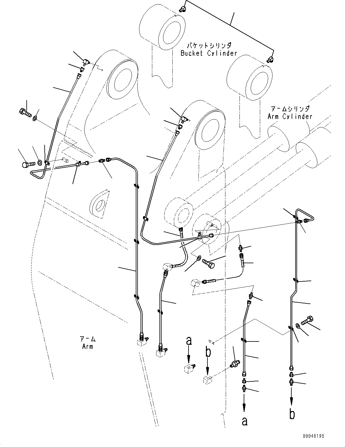 Excavators Komatsu / PC1250-8R S/N 35201-UP(0000430c) / Loading Shovel, Boom and Arm, Lubrication Piping (2/2) (#35201-)(T032011 : T1310-001009)