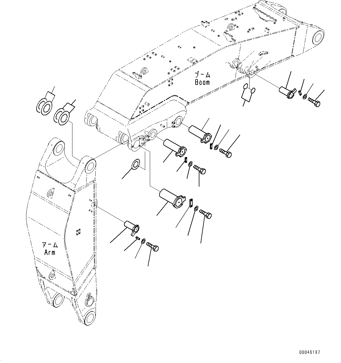 Excavators Komatsu / PC1250-8R S/N 35201-UP(0000430c) / Loading Shovel, Boom and Arm, Pin (#35201-)(T032013 : T1310-001011)