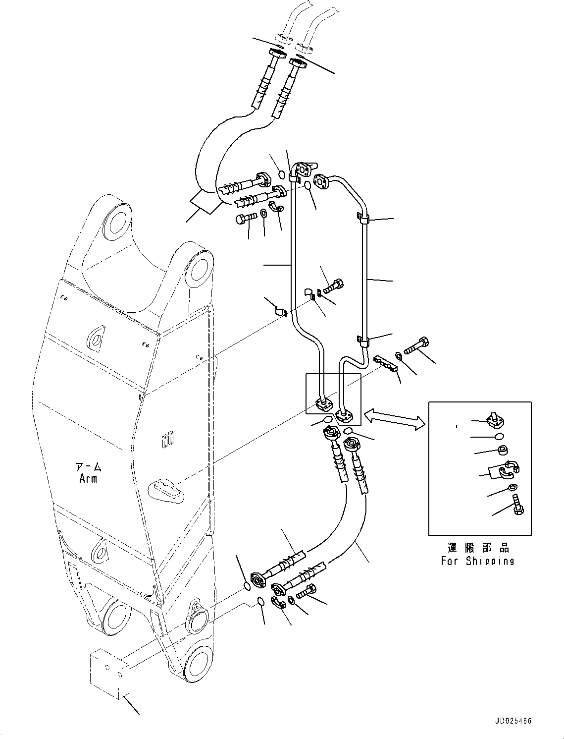 Excavators Komatsu / PC1250-8R S/N 35201-UP(0000430c) / Bottom Dump Piping, Arm Side (#35201-)(T034002 : T1330-001002)