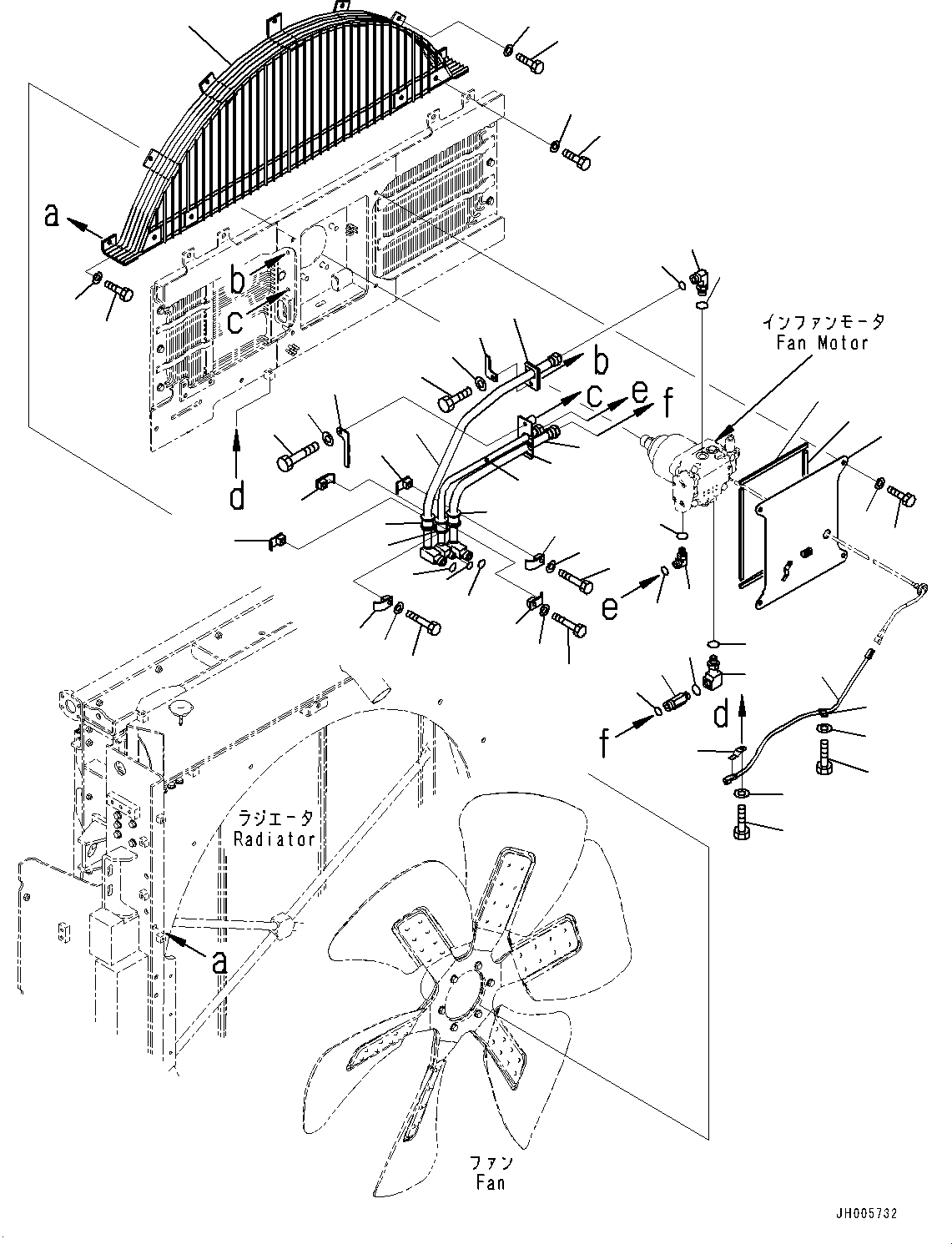 Excavators Komatsu / PC1250SP-8R S/N 35201-UP (Extreme Hot Area Arrangement)(0000433c) / Cooling System, Fan Motor Piping (#35320-)(C001014 : C0100-003010A)