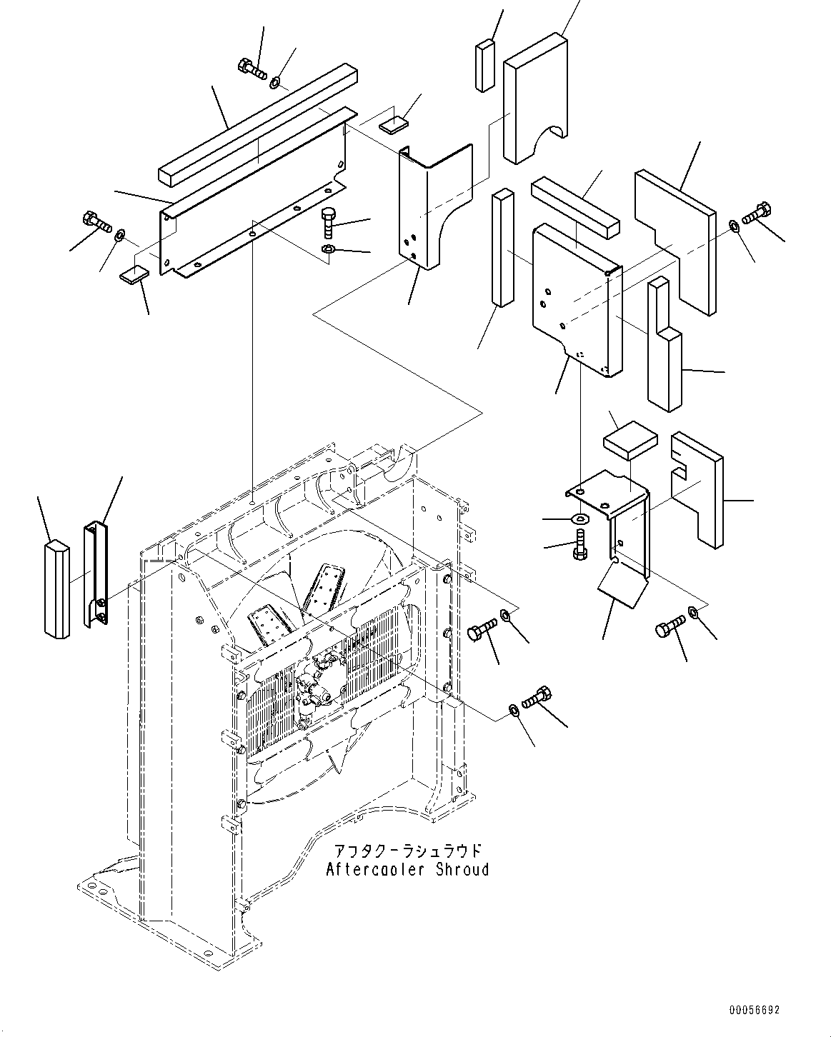 Excavators Komatsu / PC1250SP-8R S/N 35201-UP (Extreme Hot Area Arrangement)(0000433c) / Cooling System, Aftercooler Shroud Cover (#35201-)(C001022 : C0100-003017)