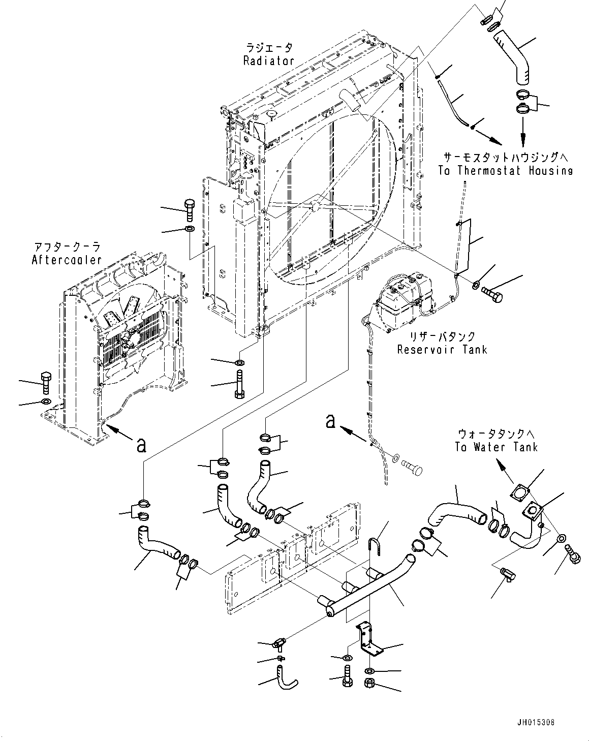 Excavators Komatsu / PC1250SP-8R S/N 35201-UP (Extreme Hot Area Arrangement)(0000433c) / Cooling System, Mounting Parts and Tank Piping (#35542-)(C001028 : C0100-003021A)