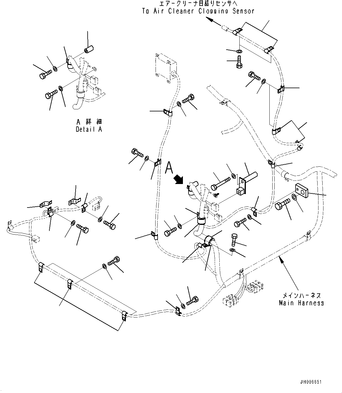 Excavators Komatsu / PC1250SP-8R S/N 35201-UP (Extreme Hot Area Arrangement)(0000433c) / Electric Wiring Harness, Main Wiring Harness Clamp (3/4) (#35365-)(E006005 : E0200-009004A)
