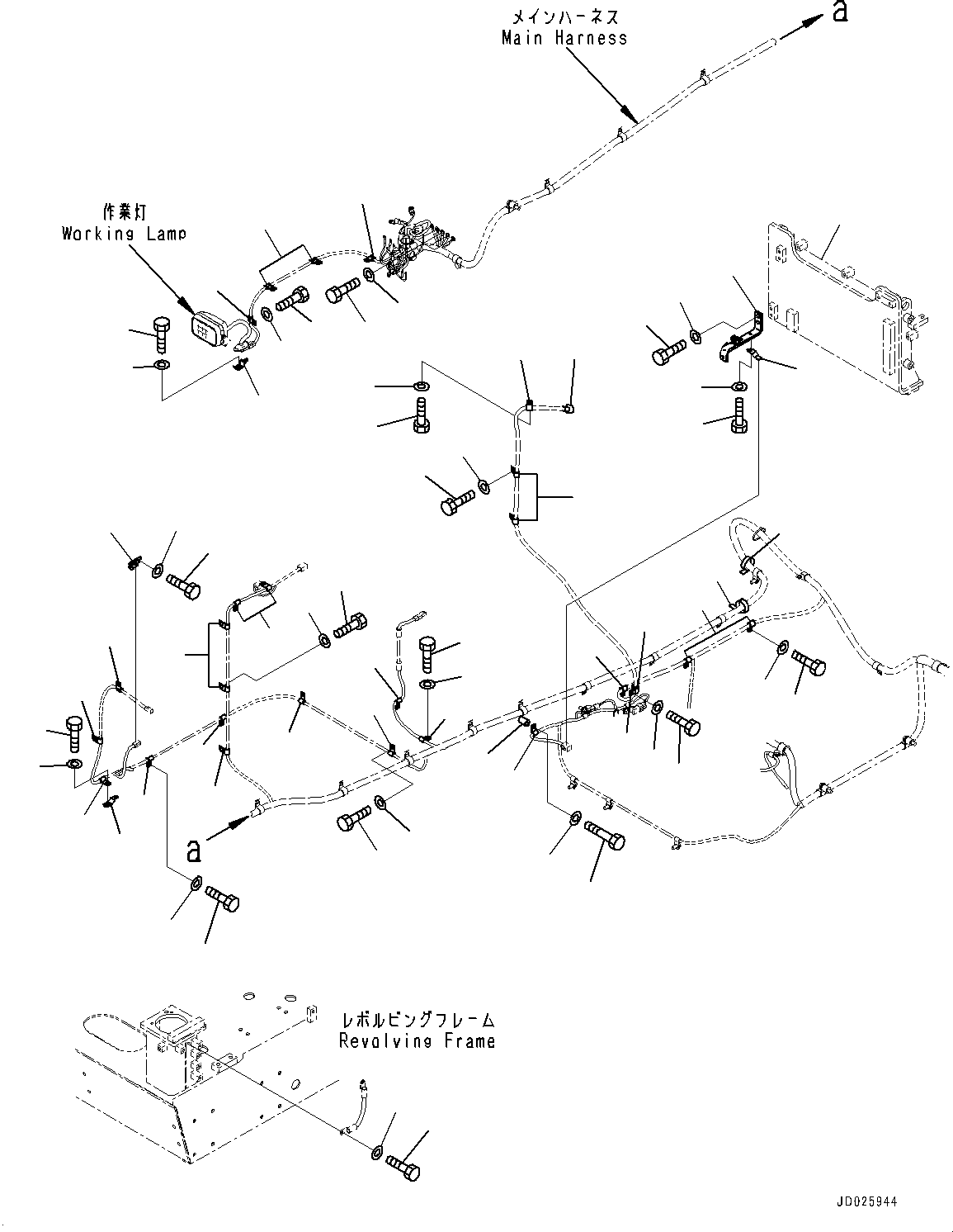 Excavators Komatsu / PC1250SP-8R S/N 35201-UP (Extreme Hot Area Arrangement)(0000433c) / Electric Wiring Harness, Main Wiring Harness Clamp (4/4) (#35201-)(E006006 : E0200-009005)
