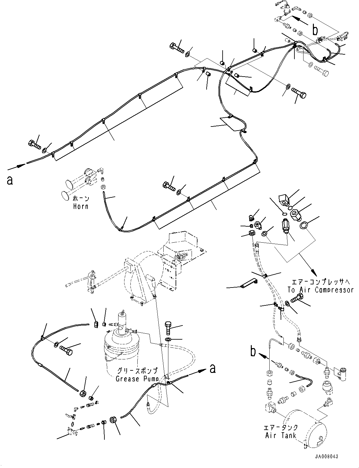 Excavators Komatsu / PC1250SP-8R S/N 35201-UP (Extreme Hot Area Arrangement)(0000433c) / Air System, Air Piping (#35332-)(G001002 : G0000-003001A)