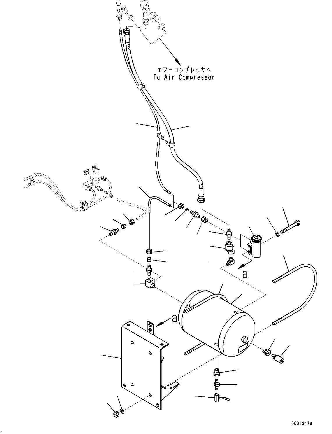 Excavators Komatsu / PC1250SP-8R S/N 35201-UP (Extreme Hot Area Arrangement)(0000433c) / Air System, Air Tank (#35201-)(G001003 : G0000-003002)