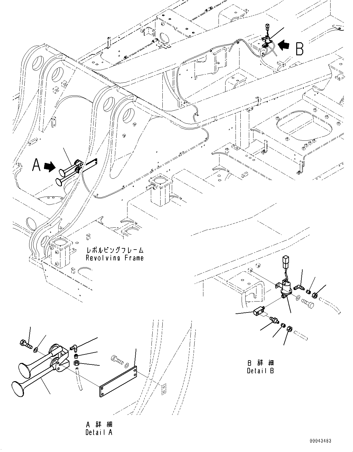 Excavators Komatsu / PC1250SP-8R S/N 35201-UP (Extreme Hot Area Arrangement)(0000433c) / Air System, Horn Valve (#35201-)(G001004 : G0000-003003)