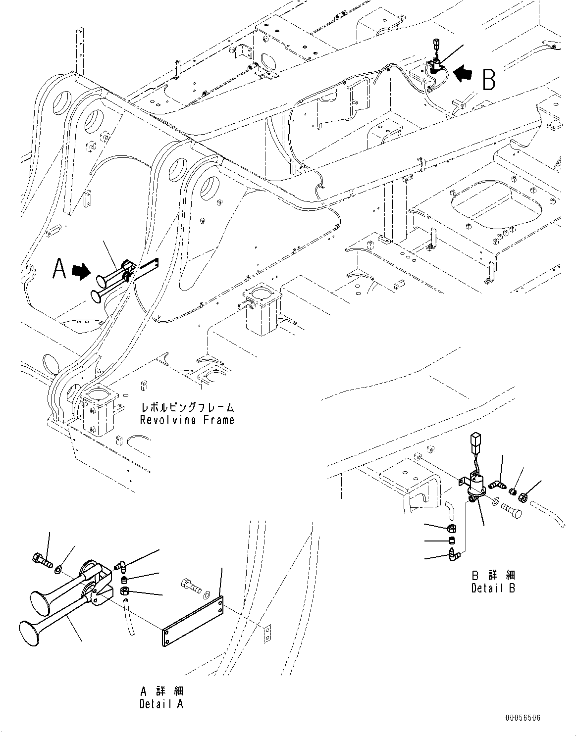 Excavators Komatsu / PC1250SP-8R S/N 35201-UP (Extreme Hot Area Arrangement)(0000433c) / Air System, Horn Valve (#35201-)(G004004 : G0000-006003)