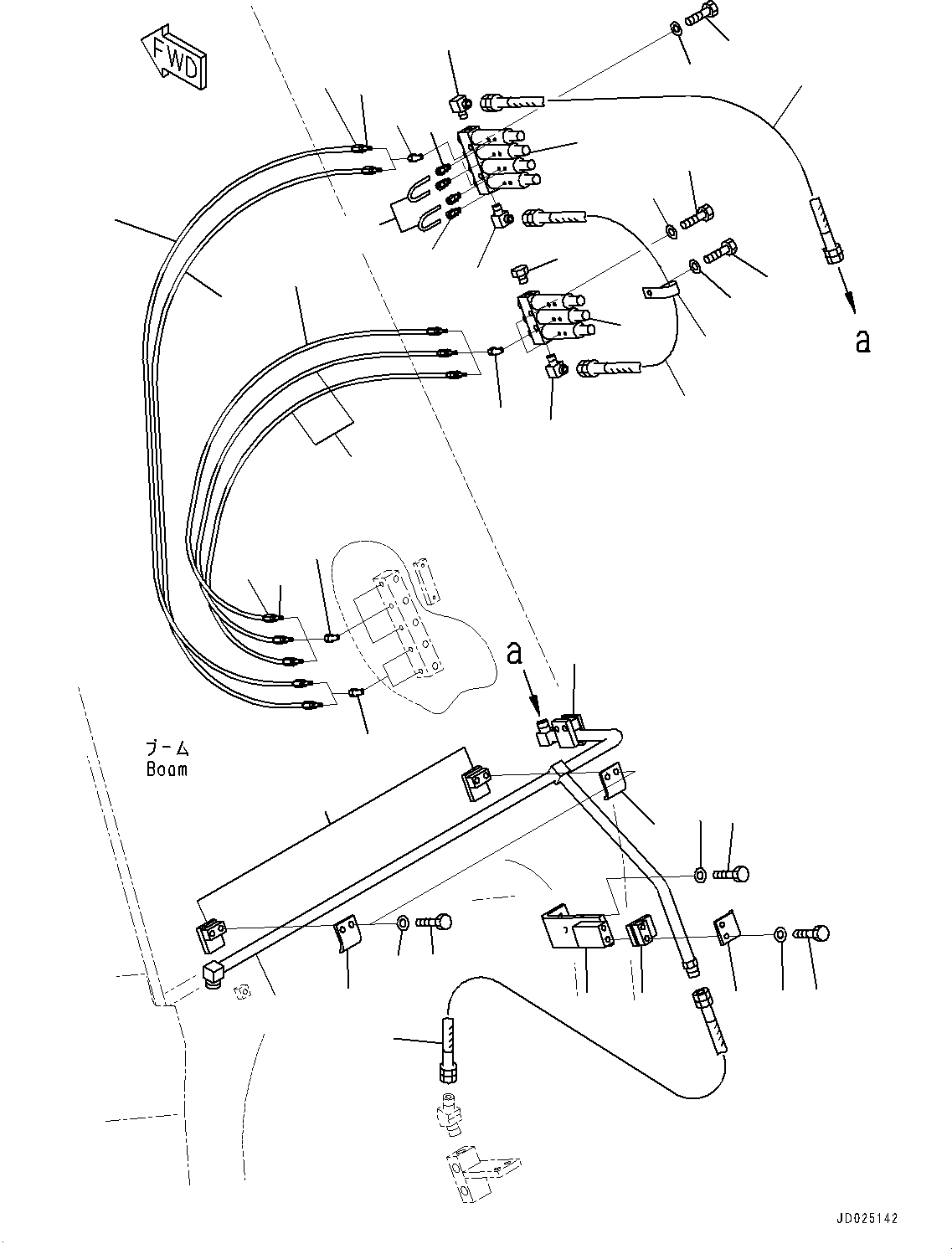 Excavators Komatsu / PC1250SP-8R S/N 35201-UP (Extreme Hot Area Arrangement)(0000433c) / Auto-greasing System, Boom Piping (#35201-35623)(G006009 : G1010-002009)