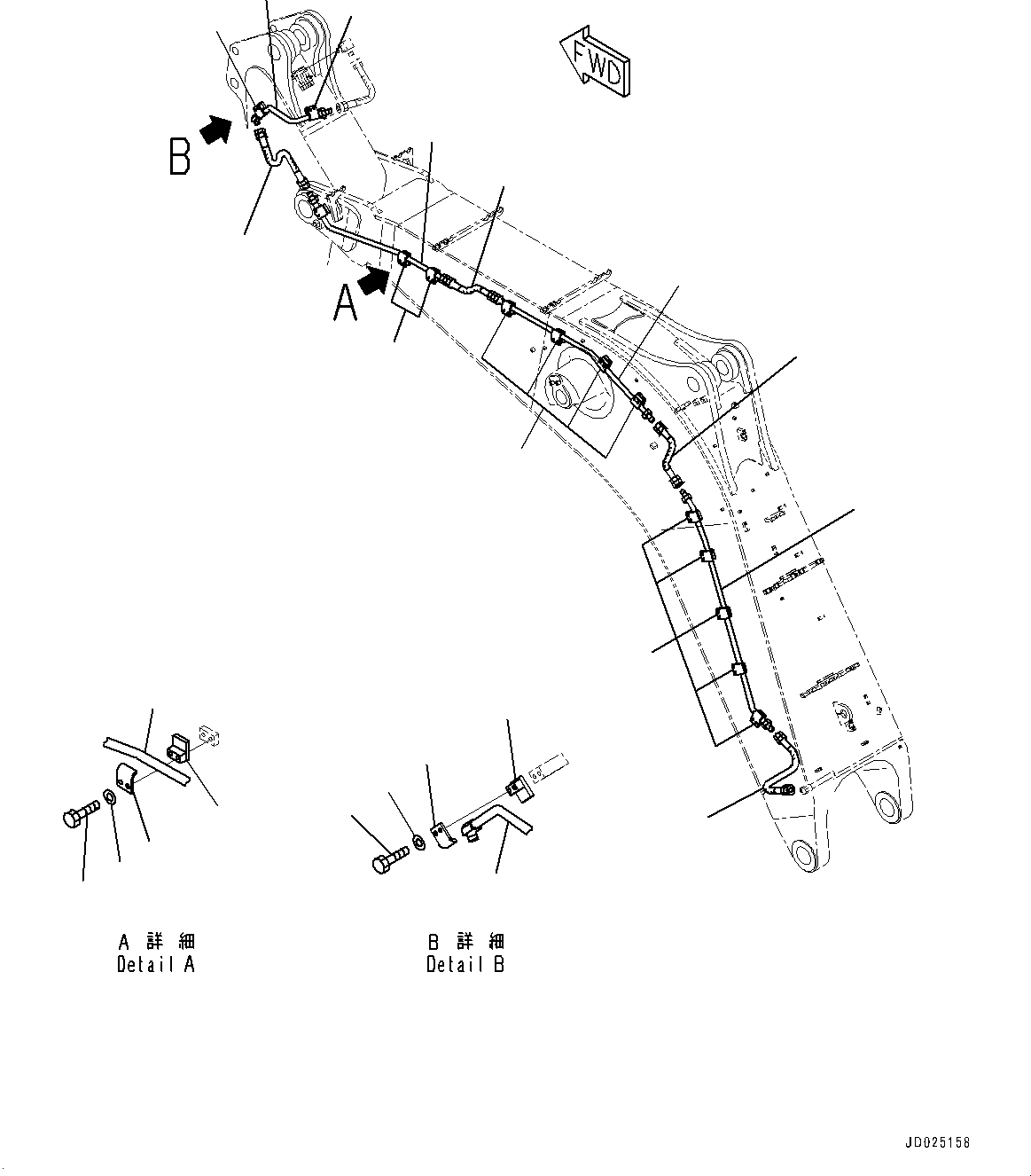 Excavators Komatsu / PC1250SP-8R S/N 35201-UP (Extreme Hot Area Arrangement)(0000433c) / Auto-greasing System, Boom Main Piping (#35201-)(G006011 : G1010-002010)
