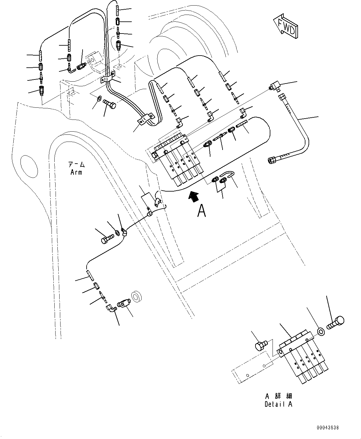Excavators Komatsu / PC1250SP-8R S/N 35201-UP (Extreme Hot Area Arrangement)(0000433c) / Auto-greasing System, Arm Piping (#35201-)(G006012 : G1010-002011)